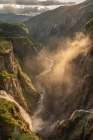 Norway. Sunset on Voringsfossen waterfall. Art Print